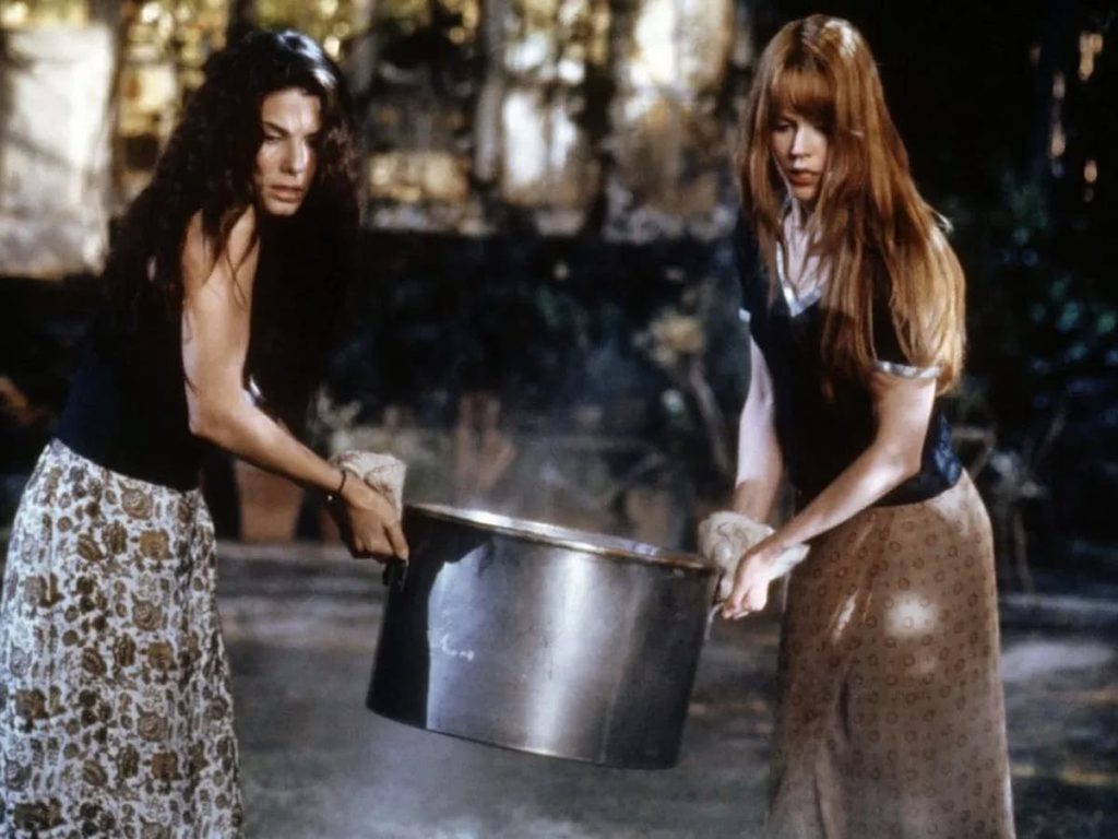 Sandra Bullock and Nicole Kidman star in a pivotal scene in Practical Magic.