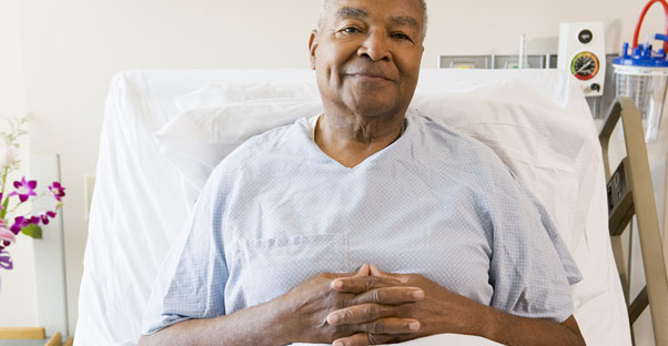 a blood clot patient recovers in a hospital bed
