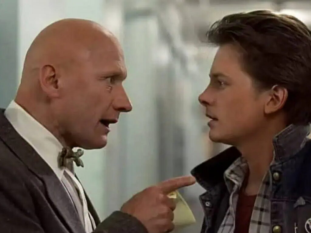 James Tolkan in a scene from Back to the Future. He died in 2026 at the age of 94.