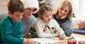 people making a christmas card