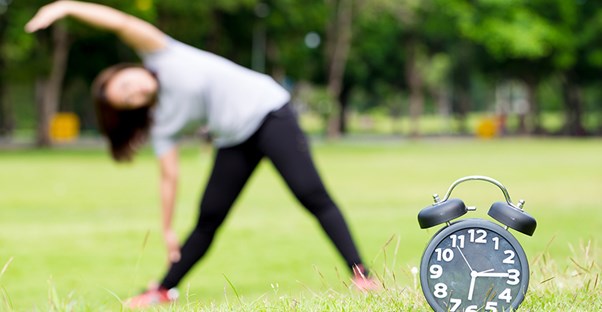 A woman works out in the morning