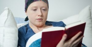 A woman reads a book