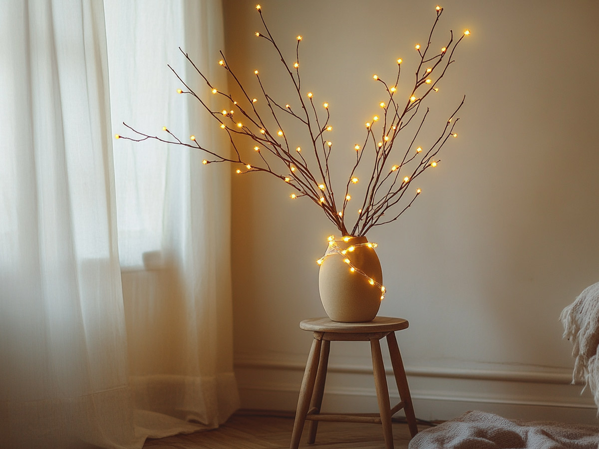 String Twinkle Lights with Loose Branches