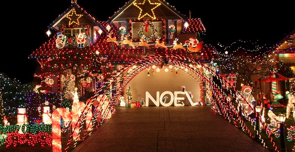 An extravagant Christmas light display