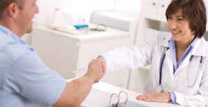 Doctor and patient discuss amyloid terms