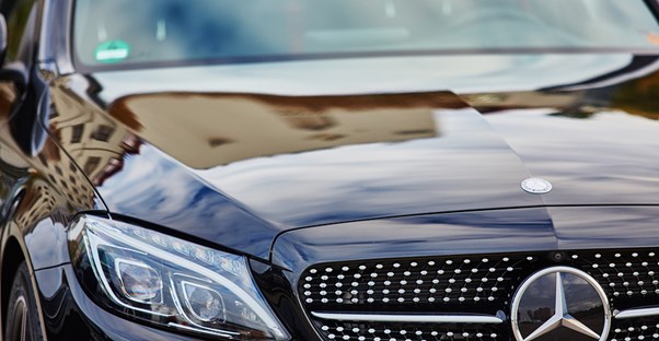 Closeup of the front of a sports car that will get you noticed