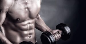 A man works his arm muscles