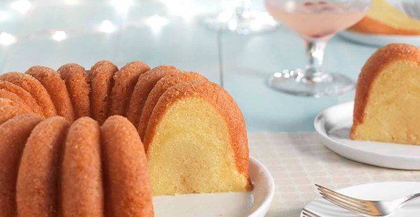 Caribbean Rum Cake on a platter