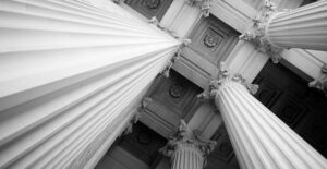 photo of a courthouse ceiling