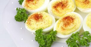 Plate of deviled eggs