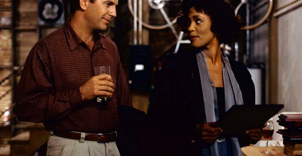 Kevin Costner and Whitney Houston in The Bodyguard