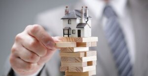A house sold at a foreclosure auction about to topple down