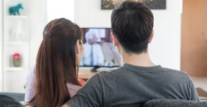 Couple watching television