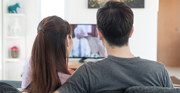Couple watching television