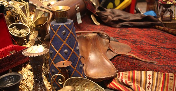 Display of various antique items