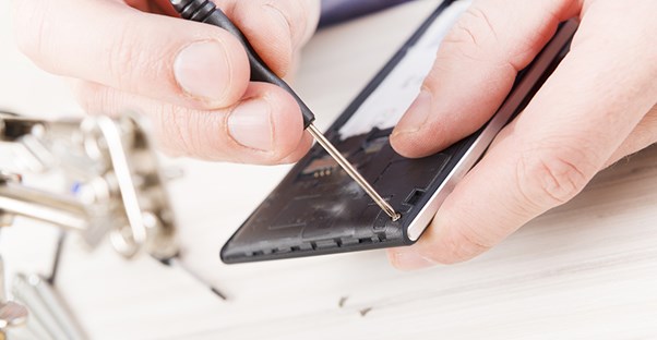 Broken cell phone being repaired