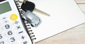 car keychain and calculator