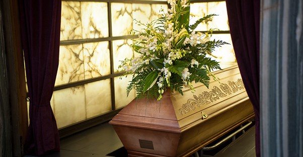 Coffin with flowers