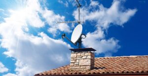 satellite dish on top of a roof