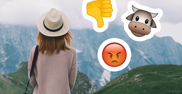 negative comments and emojis on top of an image of a national park