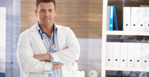 An oncologist poses