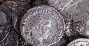 antique rare coin close up