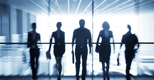employees walking out of office