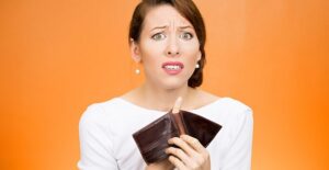 woman worried about her identity being stolen from a retailer