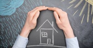 chalkboard drawing of flood insurance