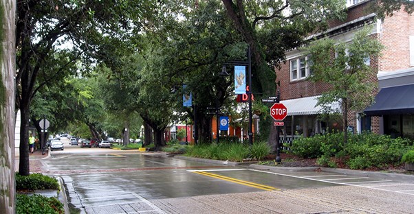 Ocean Springs, Mississippi, has a main street lined with beautiful old oak trees.