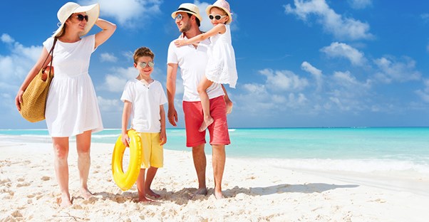 family vacation on the beach