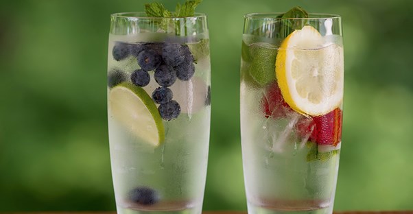 Two glasses of flavored water