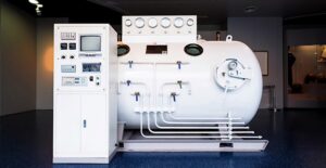 A hyperbaric oxygen chamber