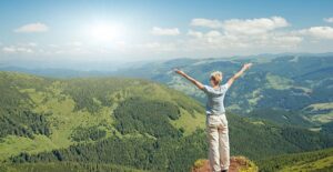 A woman over 50 traveling