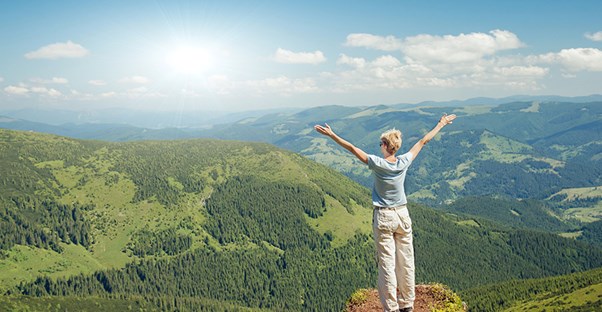 A woman over 50 traveling