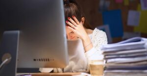 A woman experiences stress