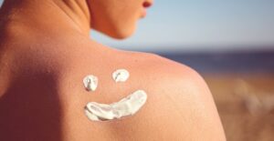A sunscreen smiley face