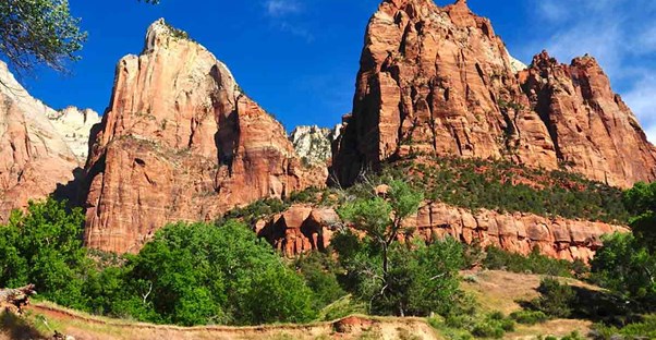 Rock formations in Zion National Park in Utah.