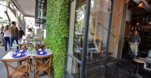 An al fresco table at a restaurant in La Condesa.