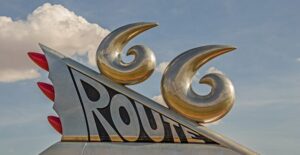 The Route 66 Monument in Tucumcari, New Mexico.