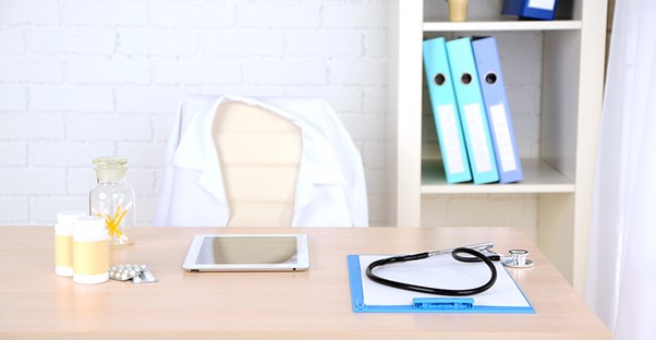A testicular pain doctor's desk