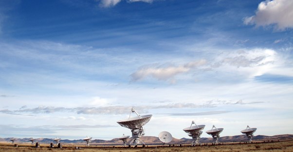Radio telescopes dot the landscape of the Karl G. Jansky Very Large Array