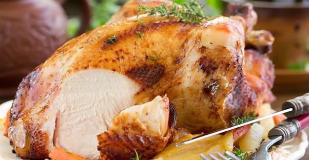 properly cooked chicken to represent how you prevent salmonella from spreading
