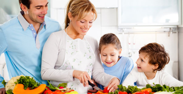 Family cooking together