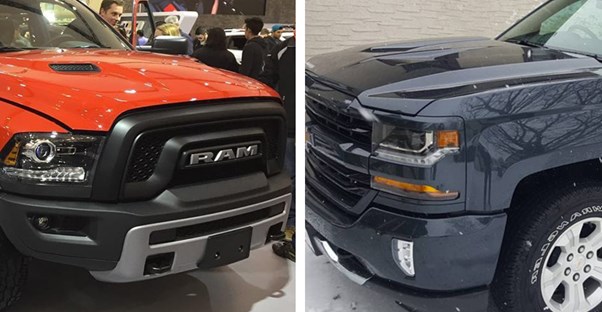 a chevy silverado and a dodge ram