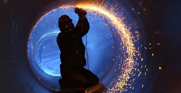A welder welds