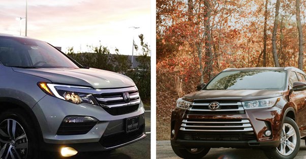 a toyota highlander and a honda pilot