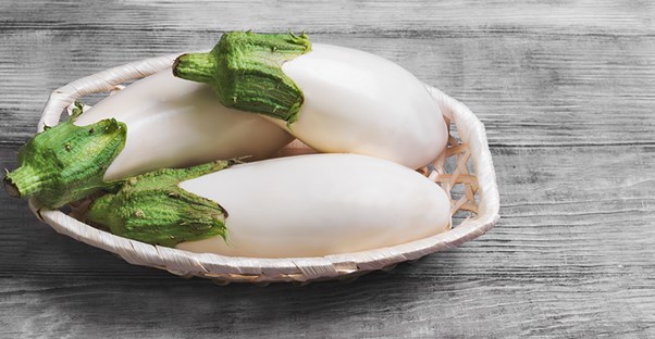 Eggplants in a dish. Veganism.