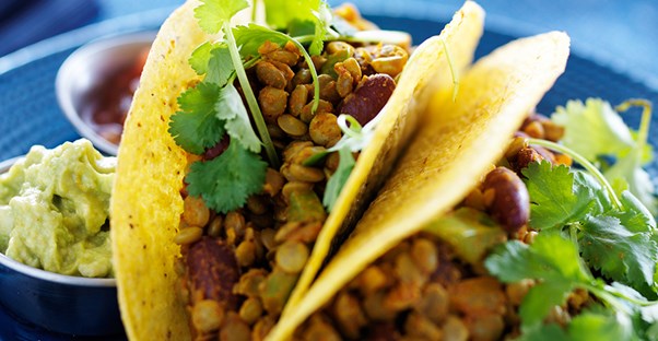 Vegan tacos. Vegan food substitutions.