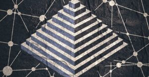 Black and white graphic pyramid. Pyramid scheme.